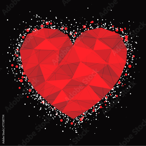 red mosaic heart - vector illustration