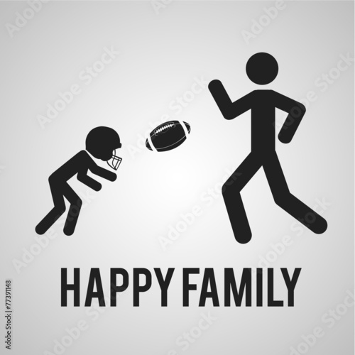 father playing football with his son over gray color background