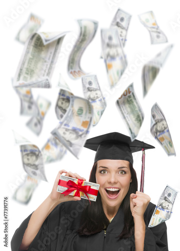 Female Graduate Holding $10...