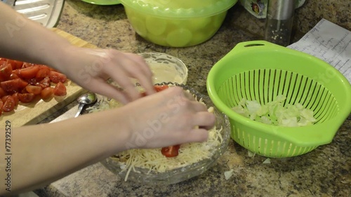 Preparation of the salad consisting of several layers
