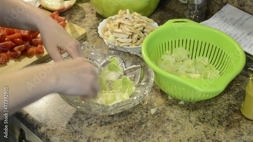 Preparation of the salad consisting of several layers