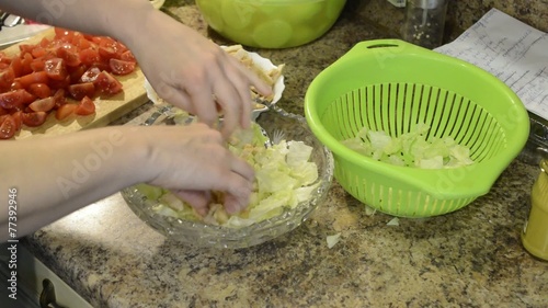 Preparation of the salad consisting of several layers