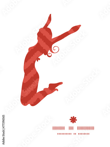 Vector colorful ikat chevron jumping girl silhouette pattern