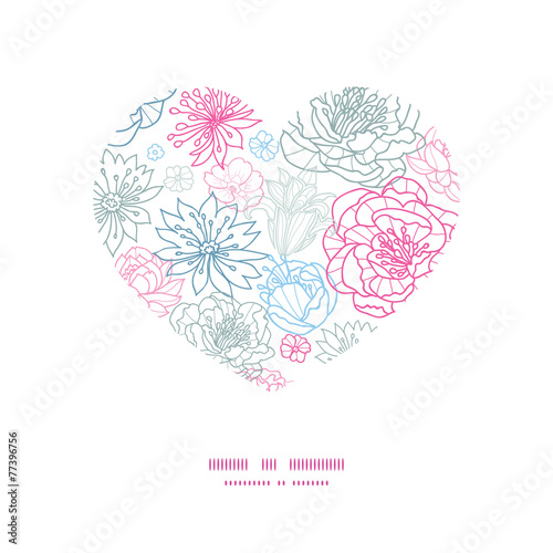 Vector gray and pink lineart florals heart silhouette pattern