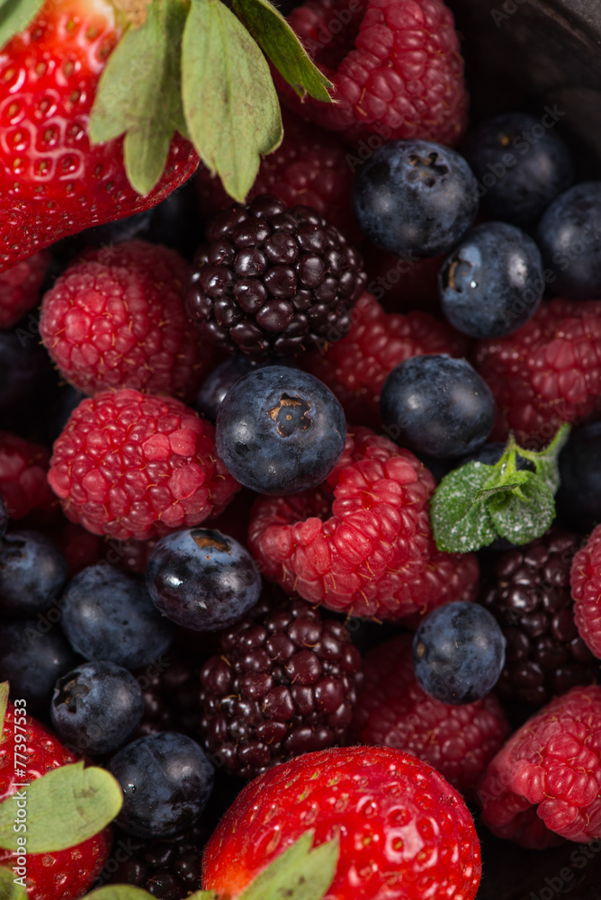 close view on fresh summer berries fruits close view on fresh summer berries fruits