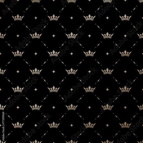 Seamless vector gold pattern with king crowns