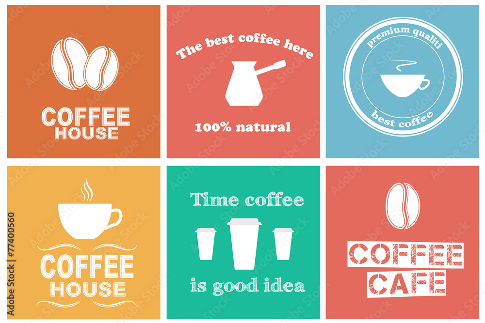 Set of coffee labels