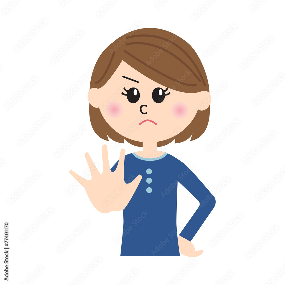 A young woman holding her hand in front to show stop gesture A young woman holding her hand in front to show stop gesture