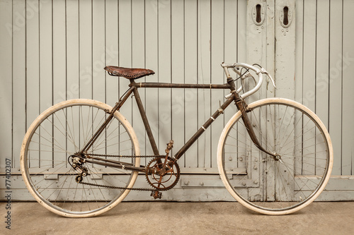 Vintage racing bicycle in an old factory