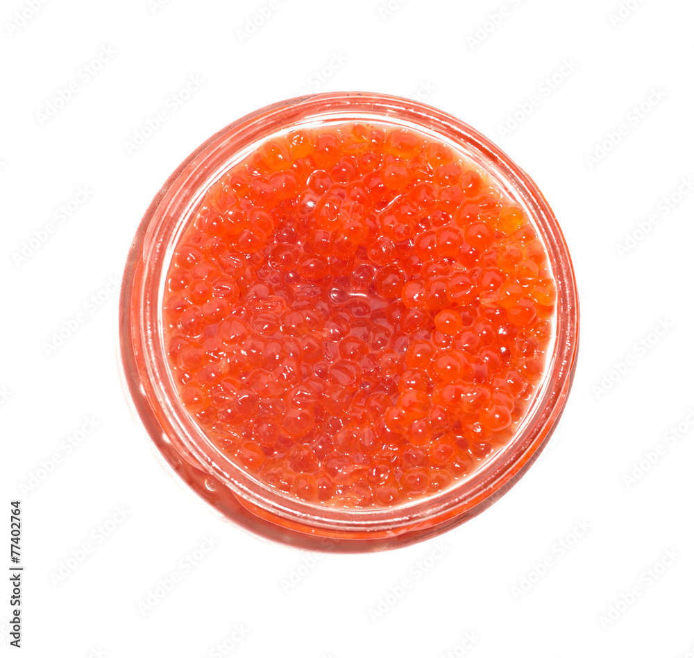 red caviar on a white background red caviar on a white background
