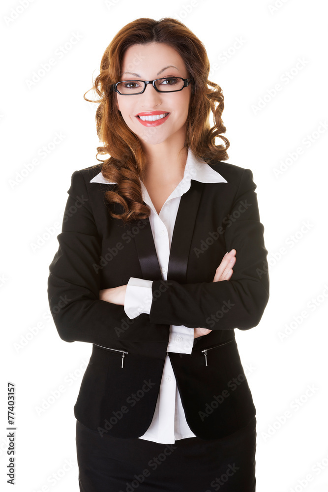 Happy businesswoman with folded arms. Happy businesswoman with folded arms.