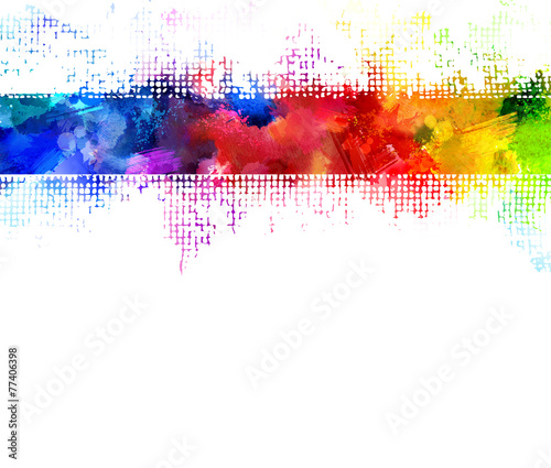 Bright watercolor strip. Rainbow stains