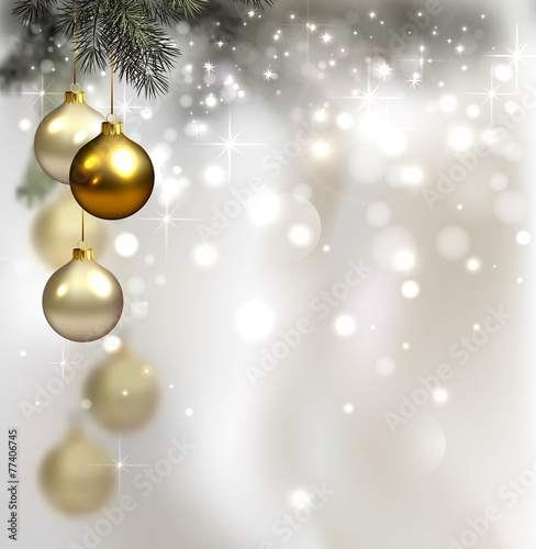 glimmered Christmas background with evening balls