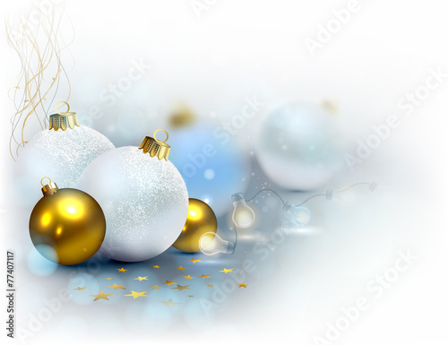 Light background with Christmas baubles
