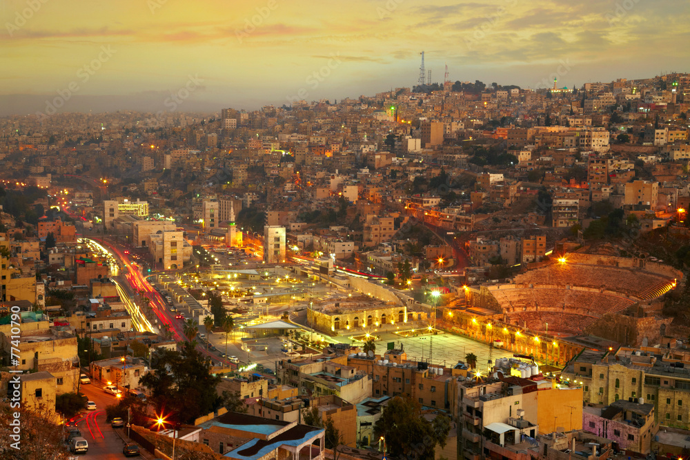 Night lights of Amman - capital of Jordan