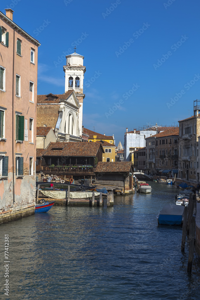 Canal and the Church of San Trovaso in Dorsaduro