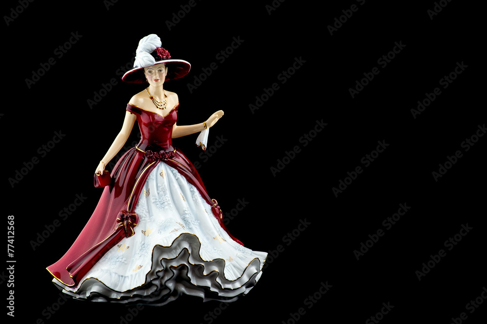 Bone China Lady wearing a Red and White Dress and Hat Bone China Lady wearing a Red and White Dress and Hat