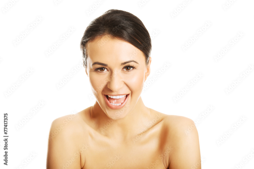 Portrait of laughing loud woman Portrait of laughing loud woman