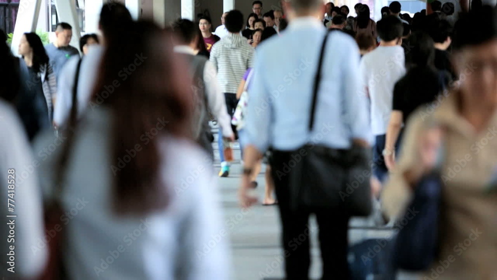 Busy Capital City Daily Commuters Slow Motion 