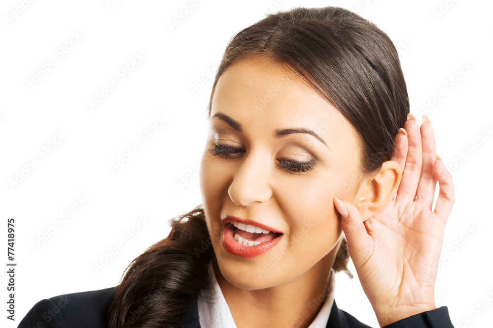 Portrait of beautiful businesswoman overhears Portrait of beautiful businesswoman overhears