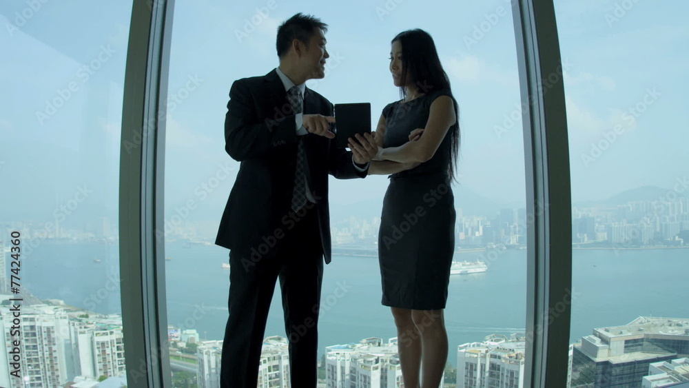 Asian Chinese Business People Skyscraper Office Handshake Asian Chinese Business People Skyscraper Office Handshake