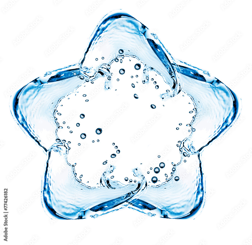 Fototapeta premium Water splashing shaped as star isolated on white