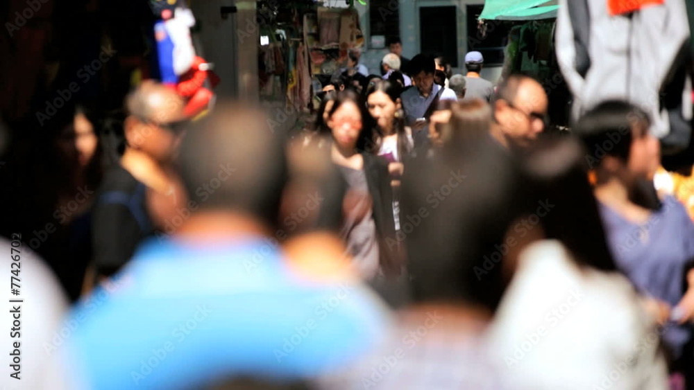 Asian City Commuters Crowded Downtown Streets Asian City Commuters Crowded Downtown Streets