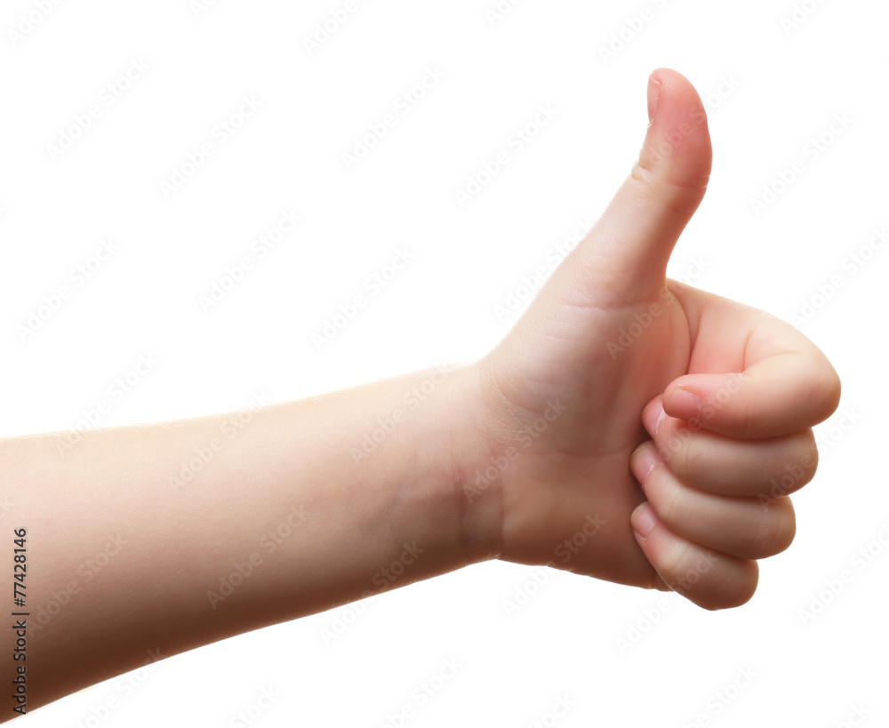 Child hand isolated on white