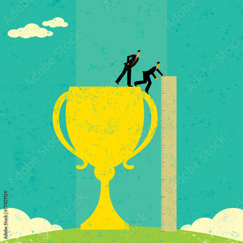 Businessmen measuring success