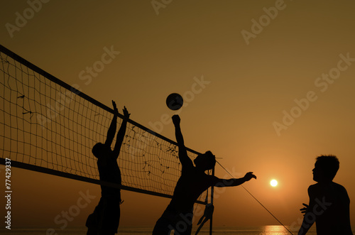 Beach volleyball silhouette