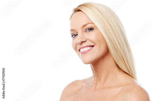 Smiling woman with clean skin