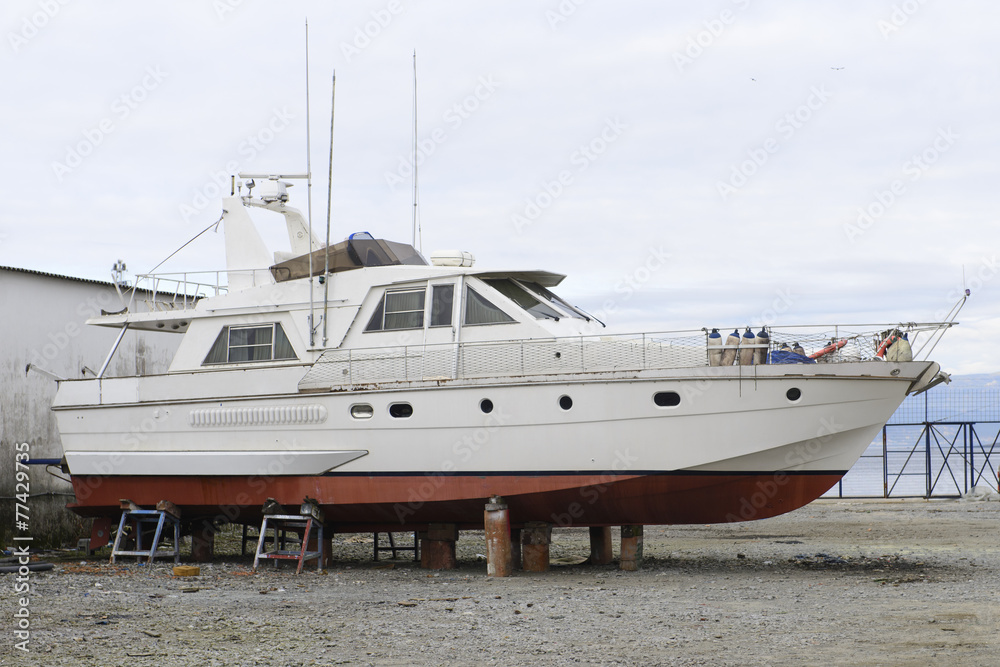 boat at the dock for repairs boat at the dock for repairs