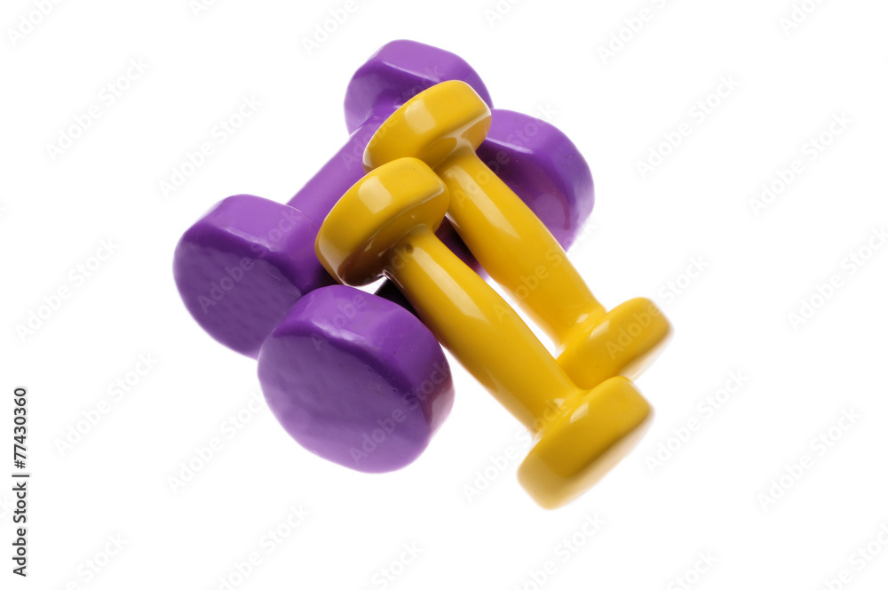 Two Pairs of dumbbells Isolated on white background Two Pairs of dumbbells Isolated on white background