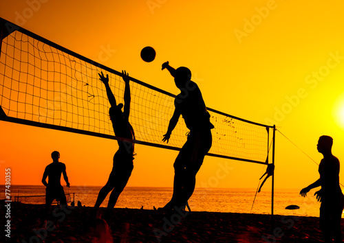 beach volleyball silhouette