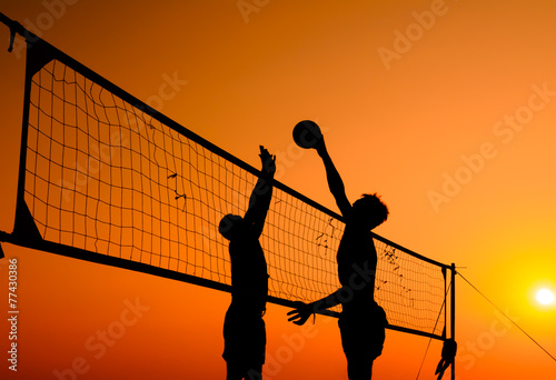 beach volleyball silhouette