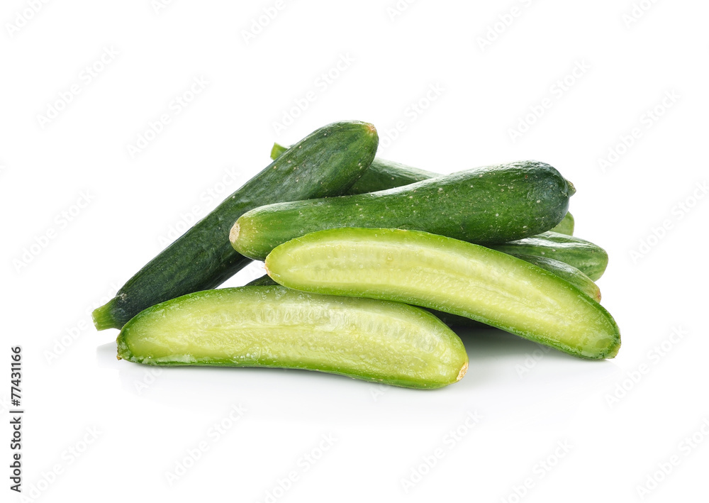 fresh green baby cucumbers on white background fresh green baby cucumbers on white background