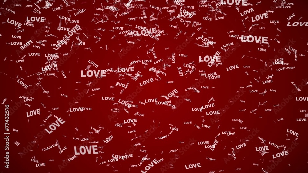 Sign love falling down. Video animation