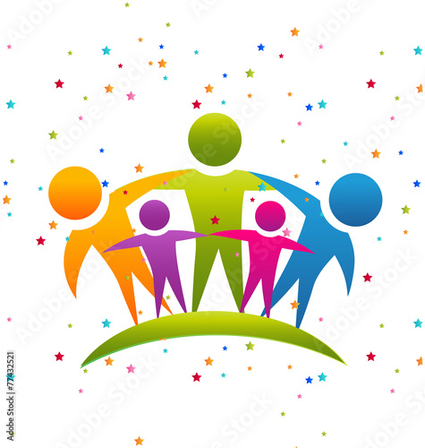 Family sparkles teamwork logo vector