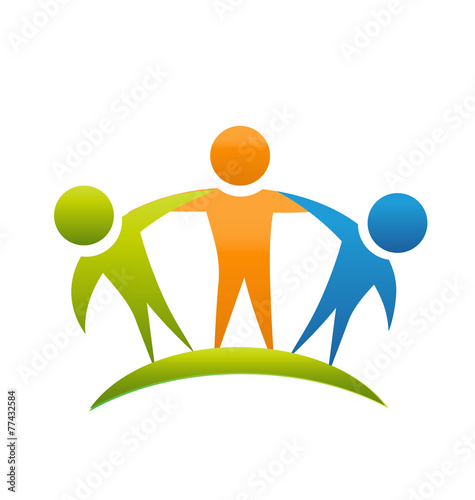 Friends hugging team logo vector