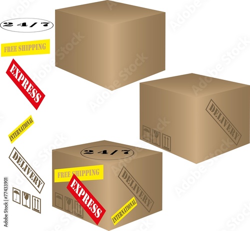 Cardboard boxes with shipping labels