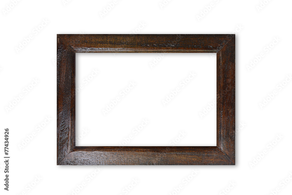 Dark brown wooden picture frame - isolated on white background Dark brown wooden picture frame - isolated on white background