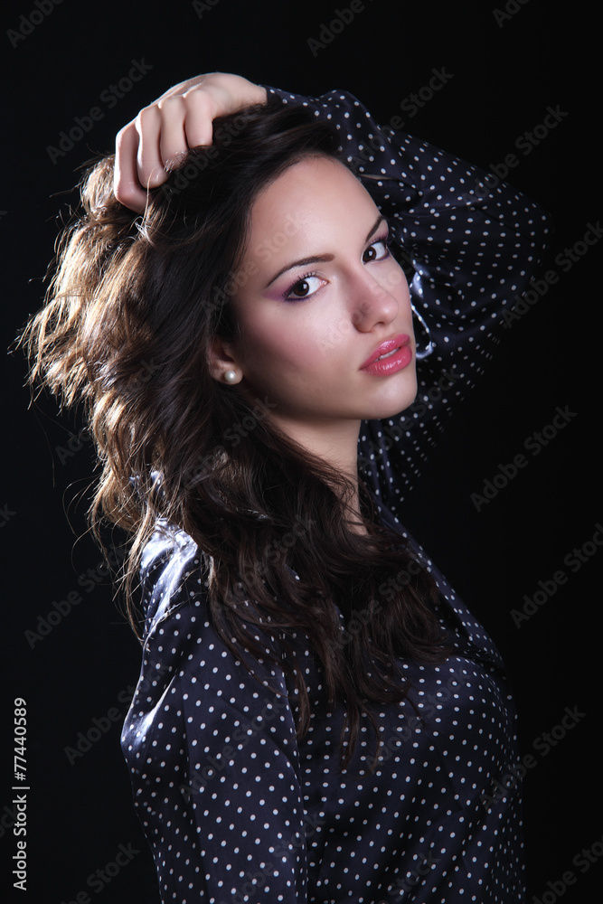 Indoor fashion portrait of beautiful young woman Indoor fashion portrait of beautiful young woman