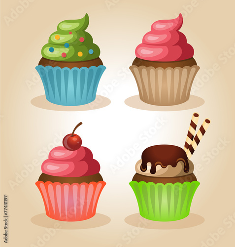 Vector cupcake set