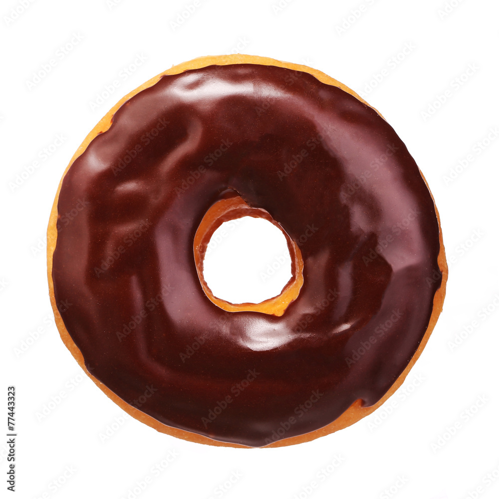 Donut with chocolate glazing isolated on white Donut with chocolate glazing isolated on white