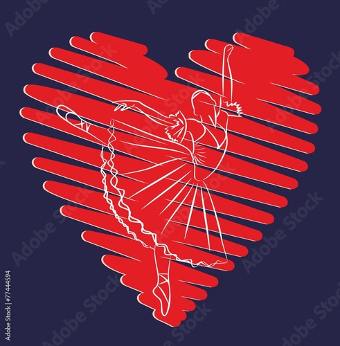 Card the dancing ballerina in heart