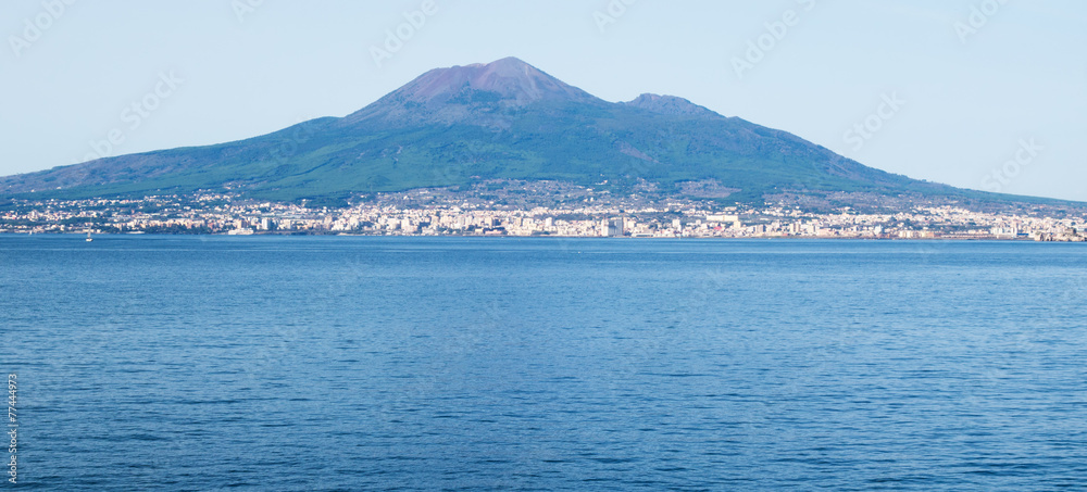 View of Naples from Sea With Vesuvious