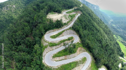 Wide angle aerial shoot of pass road