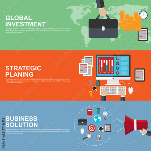 Flat design for strategic planning, investment business solution