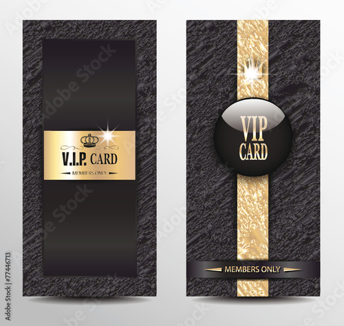 Set of VIP elegant cards with foil textured background