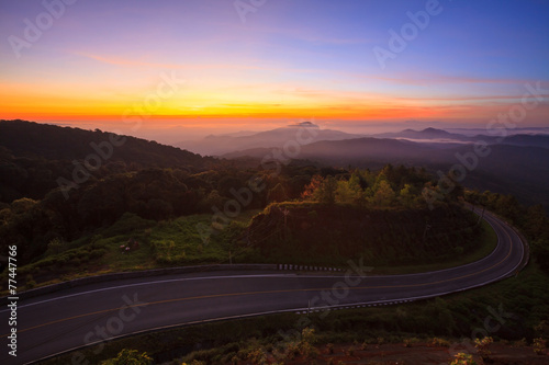 Doi Inthanon National Park in the sunrise at Chiang Mai, Thailan